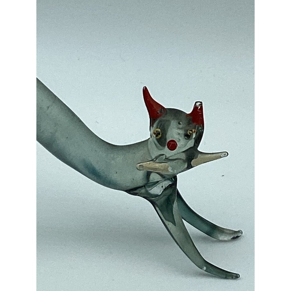 Vintage Cat  Arched Back Pouncing Figurine Hand Blown Art Glass - Picture 4 of 7